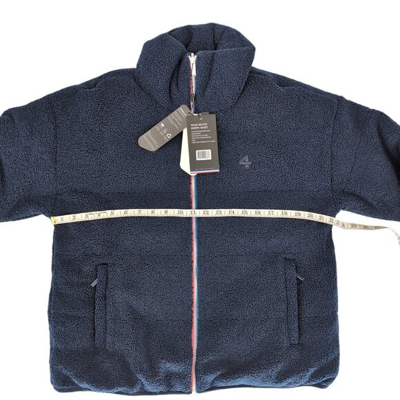 Fourlaps Polar Quilted Reversible Unisex Navy Blue Sherpa Jacket - Size S - NWT - Picture 9 of 15